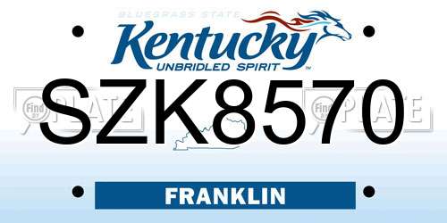 SZK8570 Kentucky License Plate