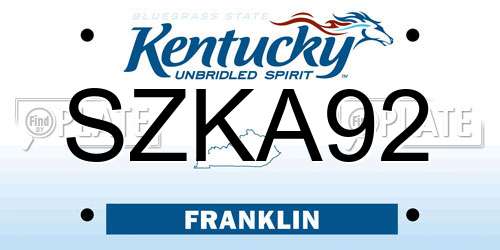 SZKA92 Kentucky License Plate