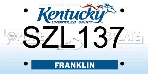 SZL137 Kentucky License Plate