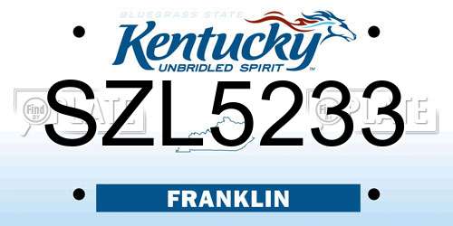SZL5233 Kentucky License Plate