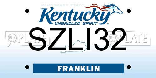 SZLI32 Kentucky License Plate