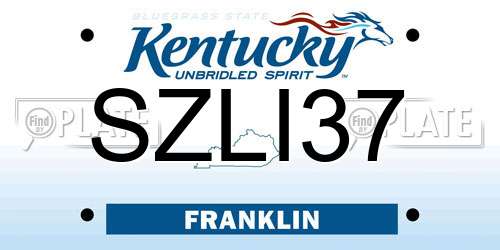 SZLI37 Kentucky License Plate