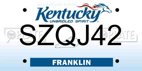 SZQJ42 Kentucky License Plate