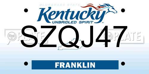SZQJ47 Kentucky License Plate
