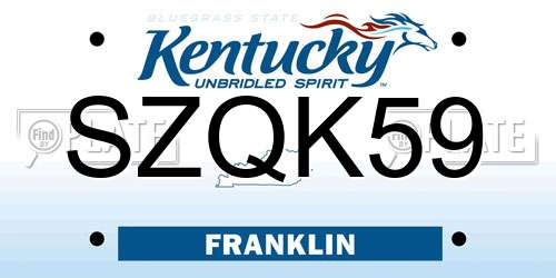 SZQK59 Kentucky License Plate