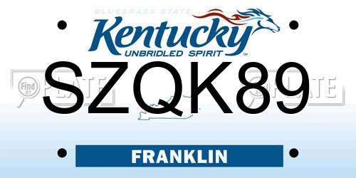 SZQK89 Kentucky License Plate