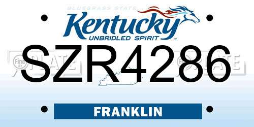 SZR4286 Kentucky License Plate