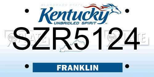 SZR5124 Kentucky License Plate