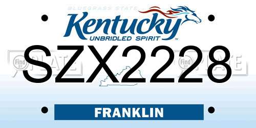 SZX2228 Kentucky License Plate