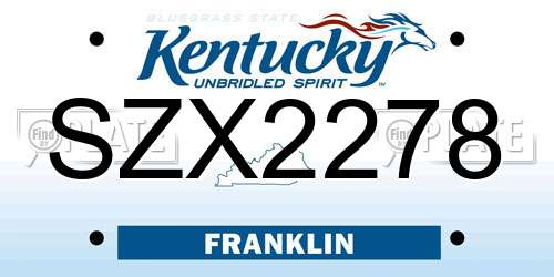 SZX2278 Kentucky License Plate