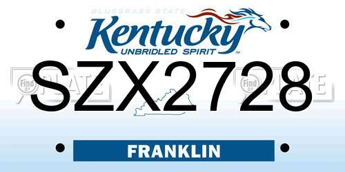 SZX2728 Kentucky License Plate