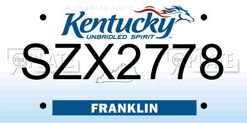 SZX2778 Kentucky License Plate
