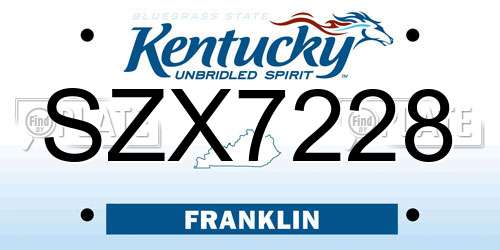 SZX7228 Kentucky License Plate