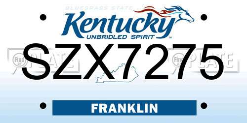 SZX7275 Kentucky License Plate