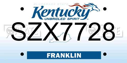 SZX7728 Kentucky License Plate