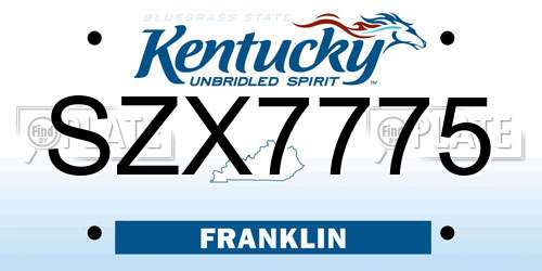 SZX7775 Kentucky License Plate