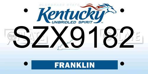 SZX9182 Kentucky License Plate