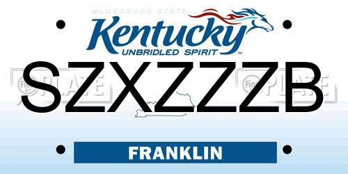 SZXZZZB Kentucky License Plate