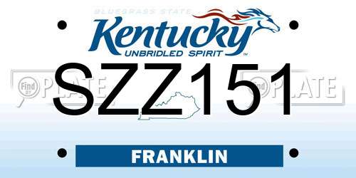 SZZ151 Kentucky License Plate
