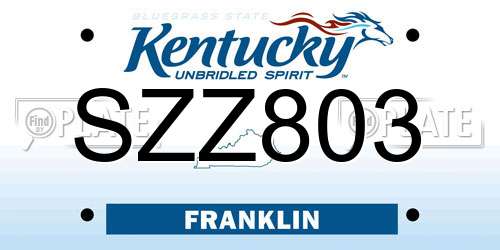 SZZ803 Kentucky License Plate