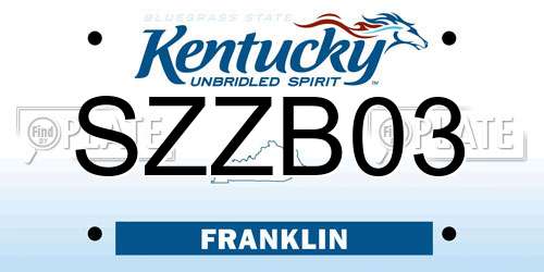 SZZB03 Kentucky License Plate