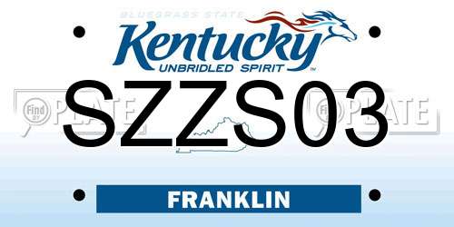 SZZS03 Kentucky License Plate