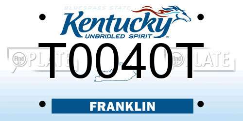 T0040T Kentucky License Plate