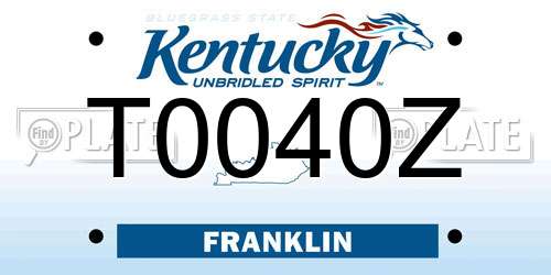 T0040Z Kentucky License Plate