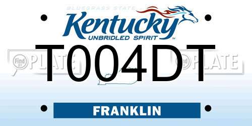 T004DT Kentucky License Plate