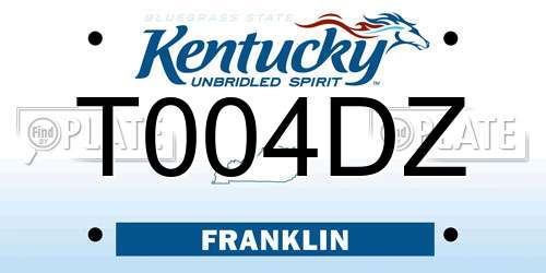 T004DZ Kentucky License Plate