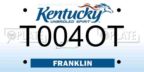 T004OT Kentucky License Plate