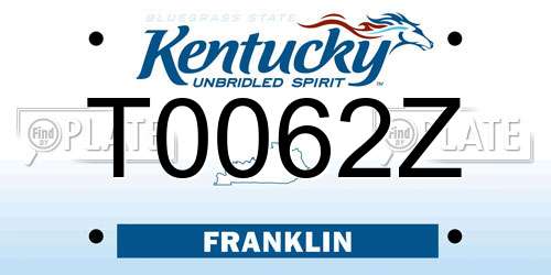 T0062Z Kentucky License Plate