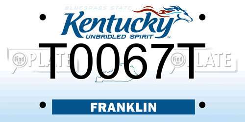 T0067T Kentucky License Plate