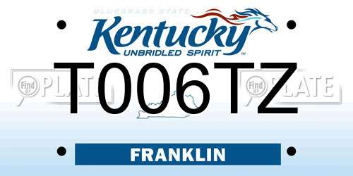 T006TZ Kentucky License Plate