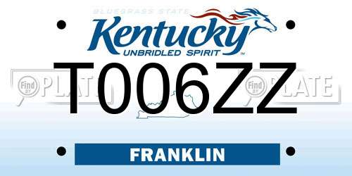 T006ZZ Kentucky License Plate