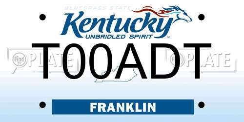 T00ADT Kentucky License Plate
