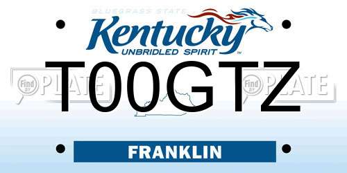 T00GTZ Kentucky License Plate