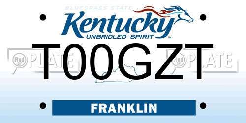 T00GZT Kentucky License Plate