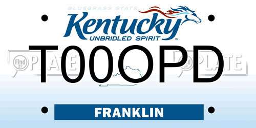 T00OPD Kentucky License Plate