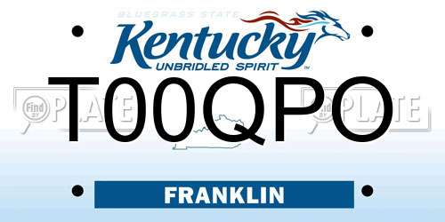 T00QPO Kentucky License Plate