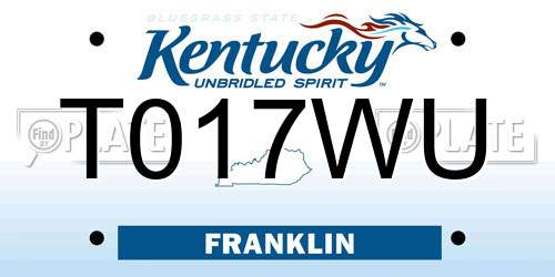T017WU Kentucky License Plate