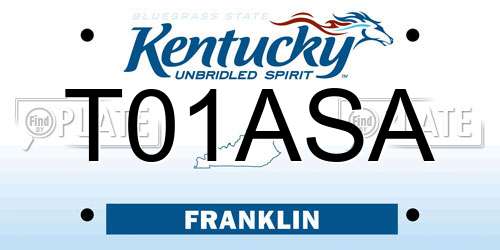 T01ASA Kentucky License Plate
