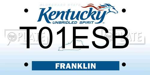 T01ESB Kentucky License Plate