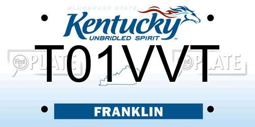 T01VVT Kentucky License Plate