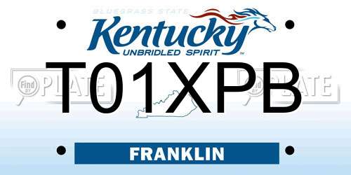 T01XPB Kentucky License Plate