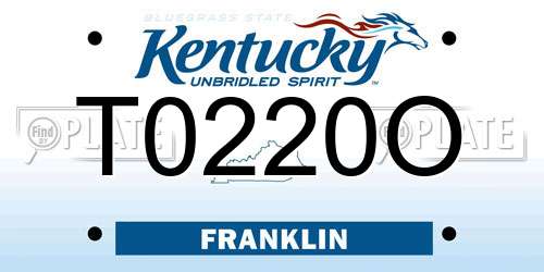 T0220O Kentucky License Plate