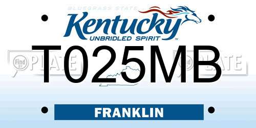 T025MB Kentucky License Plate