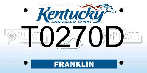 T0270D Kentucky License Plate