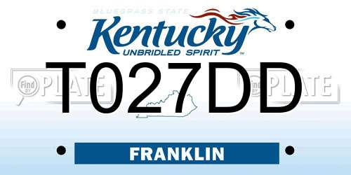 T027DD Kentucky License Plate