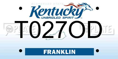 T027OD Kentucky License Plate